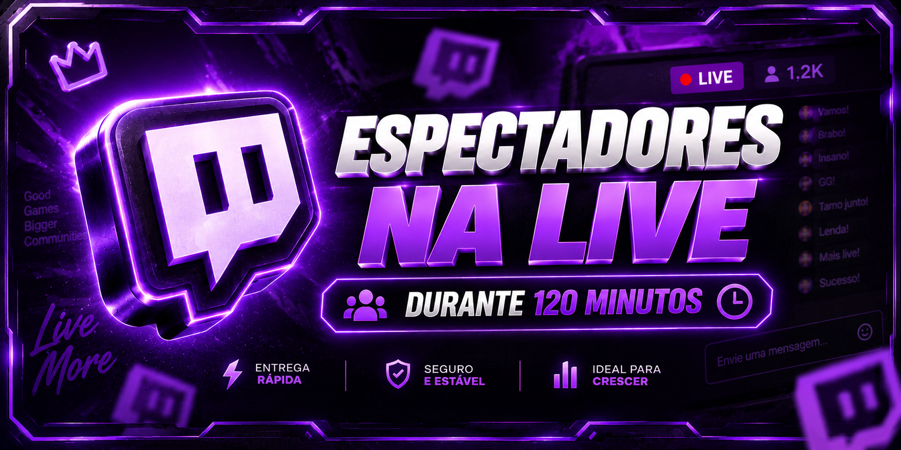 Espectadores na Live (2 Horas)